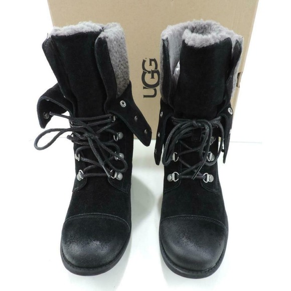 Authentic Women's UGG GRADIN Water Resistant Lace Up Mid-Calf Boots Black Size 6 - Picture 6 of 8